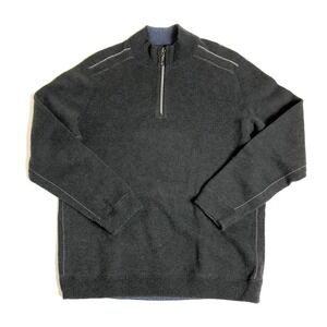 Tommy Bahama Reversible 1/4 Zip Jacket Men's XL Long Sleeve Gray Cotton